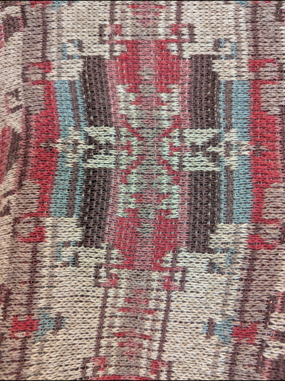 Lauren Ralph Lauren Linen Silk Aztec Western Knit Red Brown Cardigan Sweater S/M - Picture 7 of 7